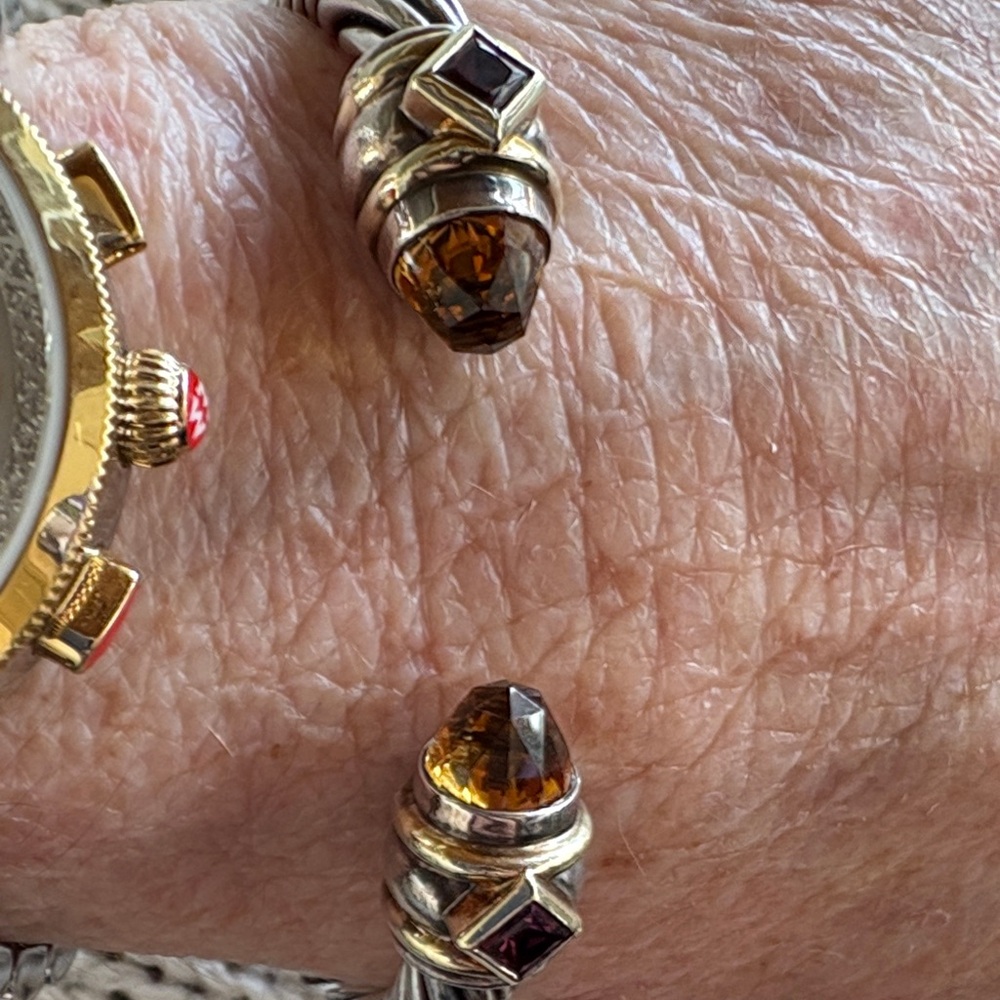 David Yurman Renaissance SS & 14kt Gold Bracelet, Gemstone Accents - Picture 8 of 10